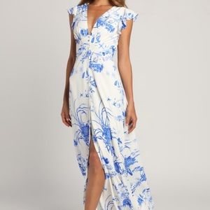 Lulus Botanical Bliss Flutter Sleeve Maxi Dress
